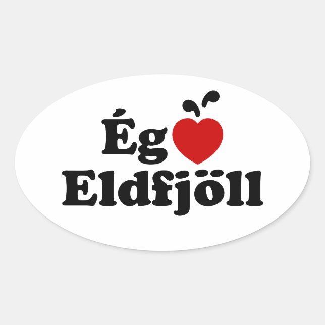 I Heart (Love) Volcanoes [Ég Elska Eldfjöll] Oval Sticker (Front)
