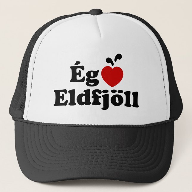 I Heart (Love) Volcanoes [Ég Elska Eldfjöll] Trucker Hat (Front)