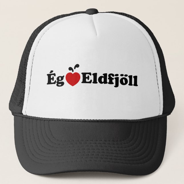 I Heart (Love) Volcanoes [Ég Elska Eldfjöll] Trucker Hat (Front)