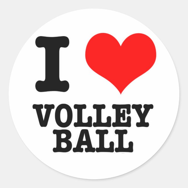 I HEART (LOVE) VOLLEY BALL CLASSIC ROUND STICKER (Front)