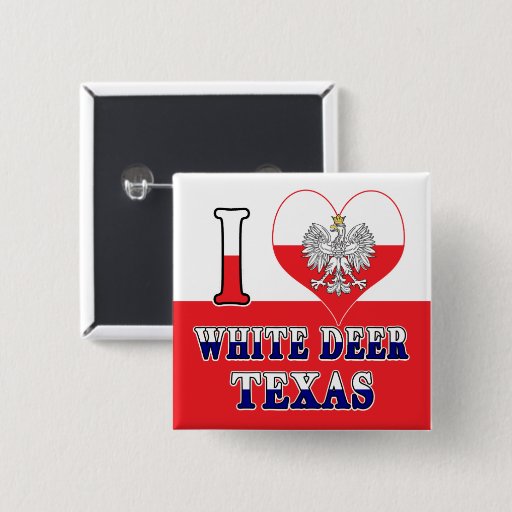 Image of I Heart Love White Deer Texas 15 Cm Square Badge