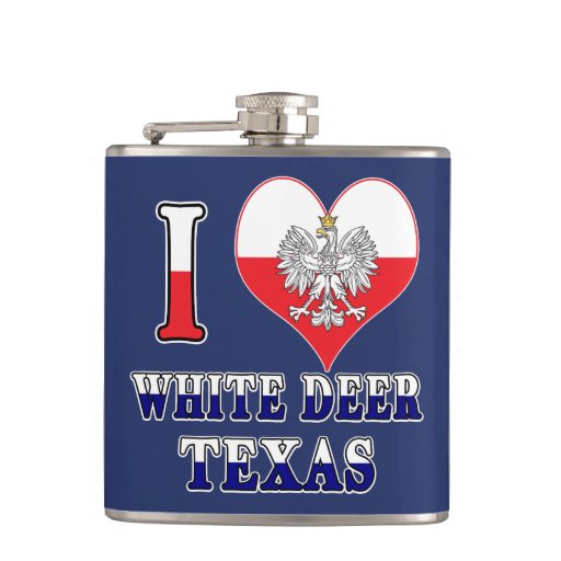 Image of I Heart Love White Deer Texas Hip Flask