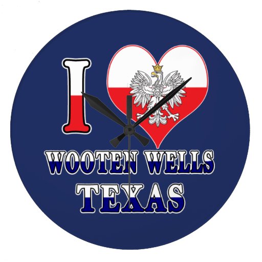 Image of I Heart Love Wooten Wells Texas Large Clock
