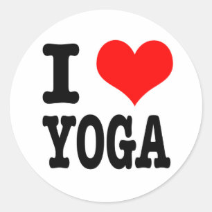 I HEART (LOVE) YOGA CLASSIC ROUND STICKER