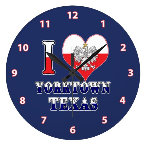 Image of I Heart Love Yorktown Texas Large Clock