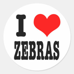 I HEART (LOVE) zebras Classic Round Sticker