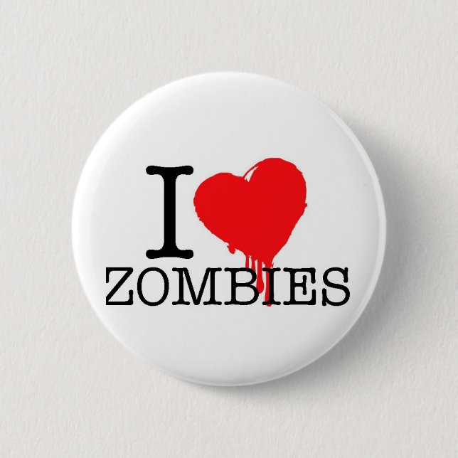 I HEART LOVE ZOMBIES 6 CM ROUND BADGE (Front)