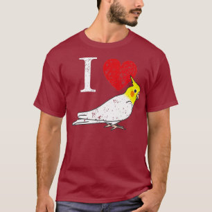 I heart Lutino Cockatiel White Parrot Lover T-Shirt