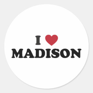 I Heart Madison Wisconsin Classic Round Sticker