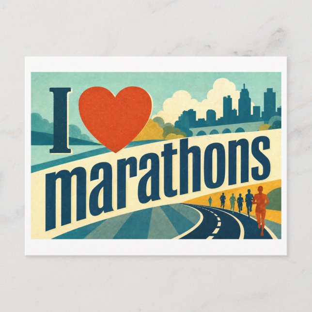"I [Heart] Marathons" Postcard (Front)