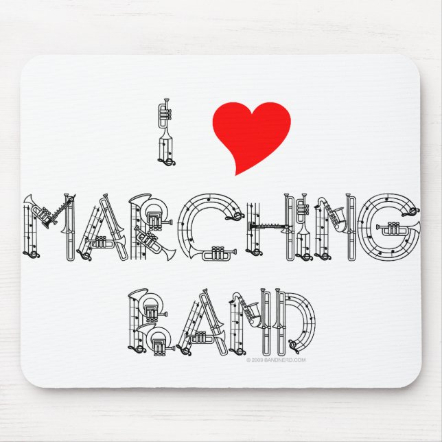 I Heart Marching Band Mouse Mat (Front)
