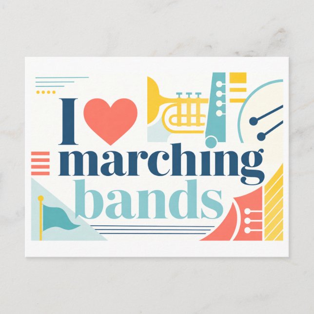 "I [Heart] Marching Bands" Postcard (Front)