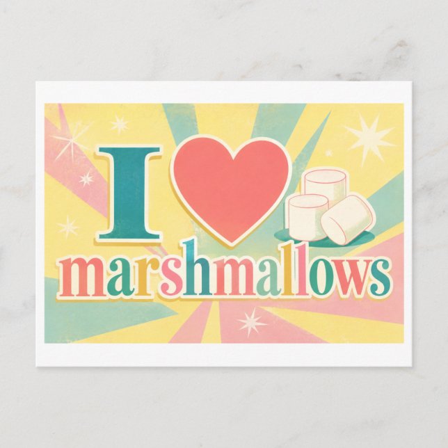 "I [Heart] Marshmallows" Postcard (Front)