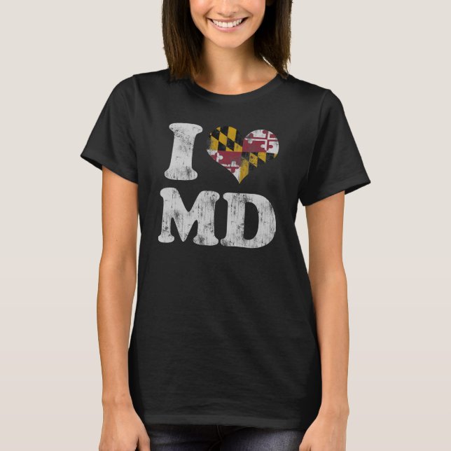 I heart Maryland Flag MD T-Shirt (Front)