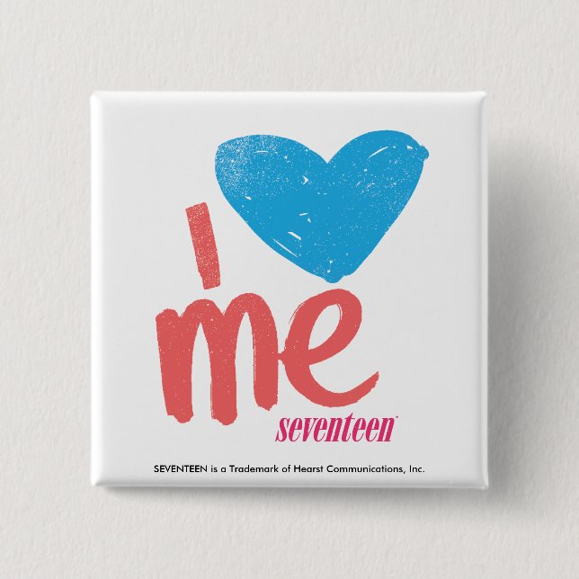 I Heart Me Aqua/Pink 15 Cm Square Badge (Front)