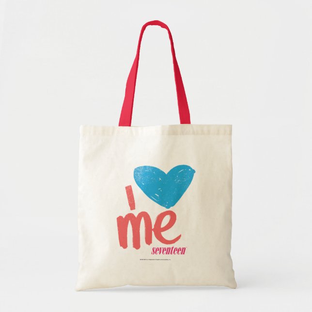 I Heart Me Aqua/Pink Tote Bag (Front)
