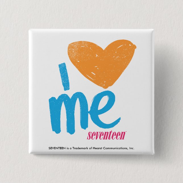 I Heart Me Orange/Aqua 15 Cm Square Badge (Front)