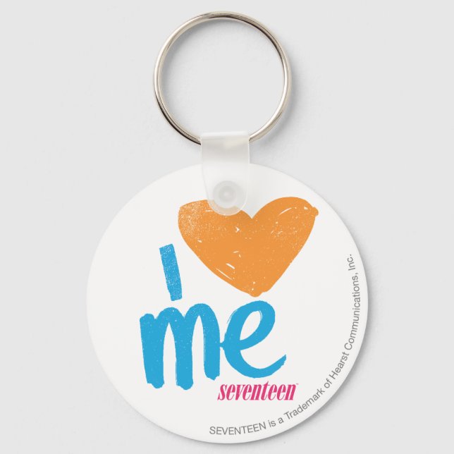 I Heart Me Orange/Aqua Key Ring (Front)