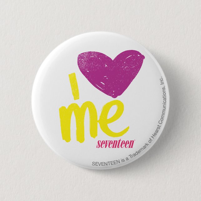 I heart Me Purple/Yellow 6 Cm Round Badge (Front)