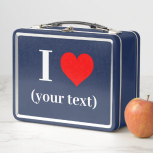 I HEART! Metal Lunchbox - Blue - Custom