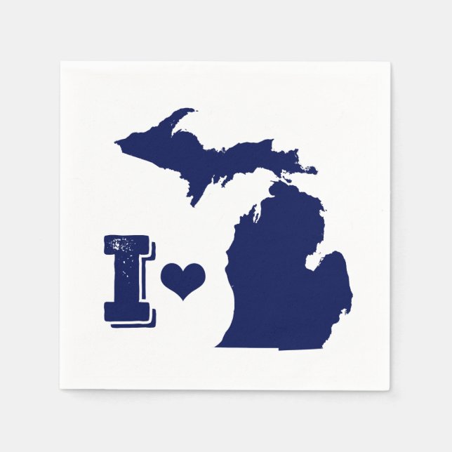 I heart Michigan Blue Napkin (Front)
