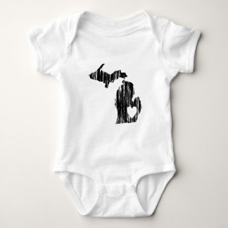 I Heart Michigan Grunge Worn Outline State Love Baby Bodysuit