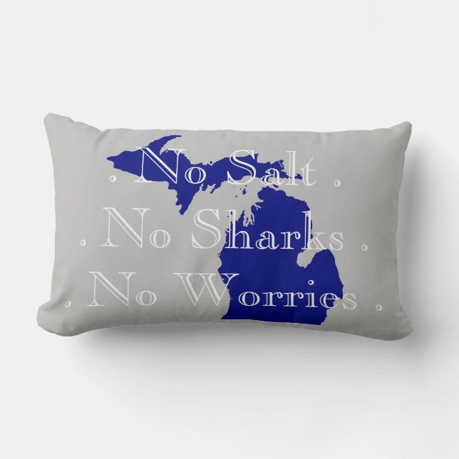 I heart Michigan, no sharks, salt, worries! Lumbar Cushion (Front)