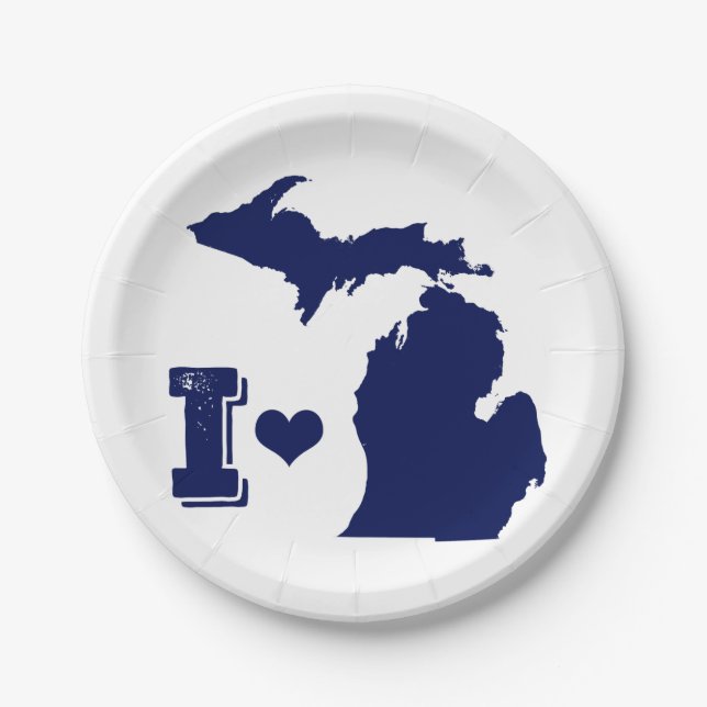 I heart Michigan Paper Plate (Front)