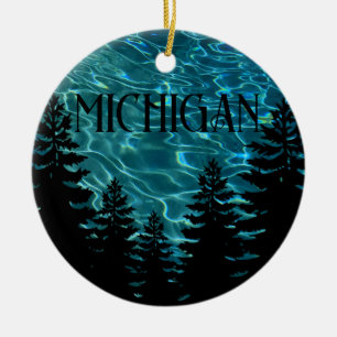 I heart  Michigan pride Great Lake State  Ceramic Tree Decoration