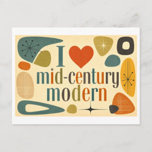 "I [Heart] Mid-Century Modern" Postcard