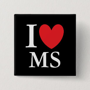 I Heart Mississippi 15 Cm Square Badge