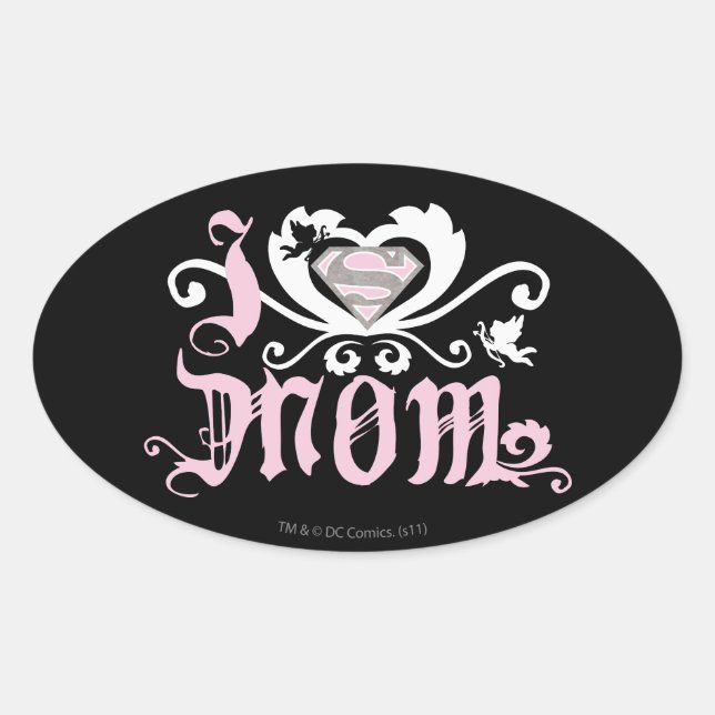 I Heart Mom  Pink Oval Sticker (Front)