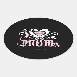 I Heart Mom Pink Oval Sticker