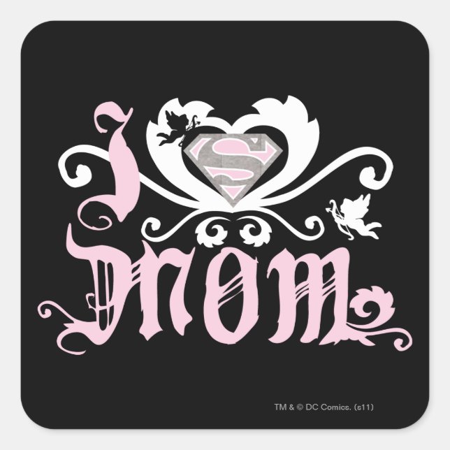 I Heart Mom  Pink Square Sticker (Front)