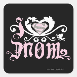 I Heart Mom Pink Square Sticker