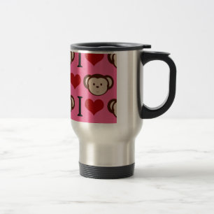 I Heart Monkey Pink I Love Monkeys Valentines Travel Mug