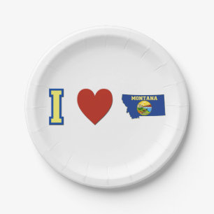 I Heart Montana Paper Party Plates