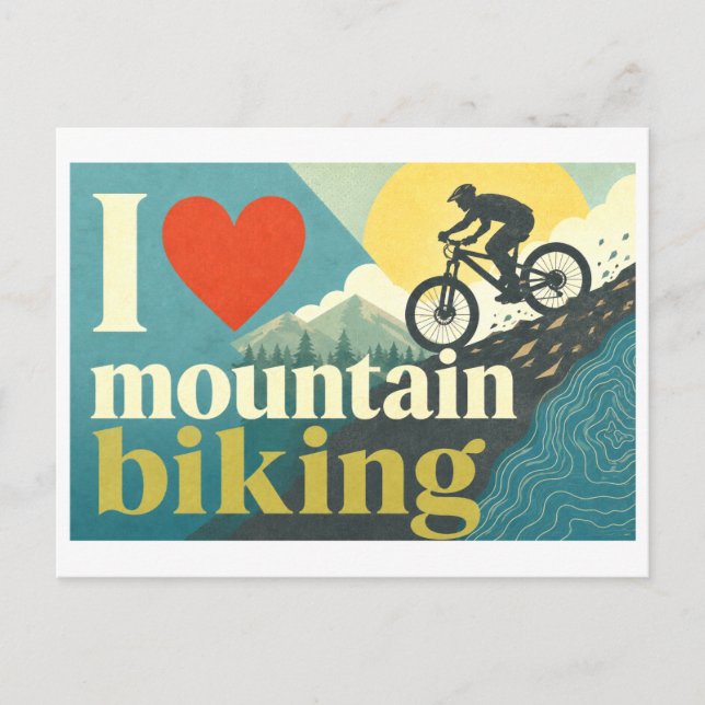 "I [Heart] Mountain Biking" Postcard (Front)