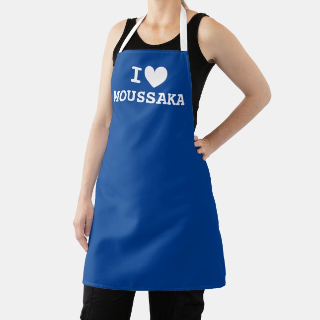 I heart moussaka Funny Greek cuisine kitchen apron (Insitu)