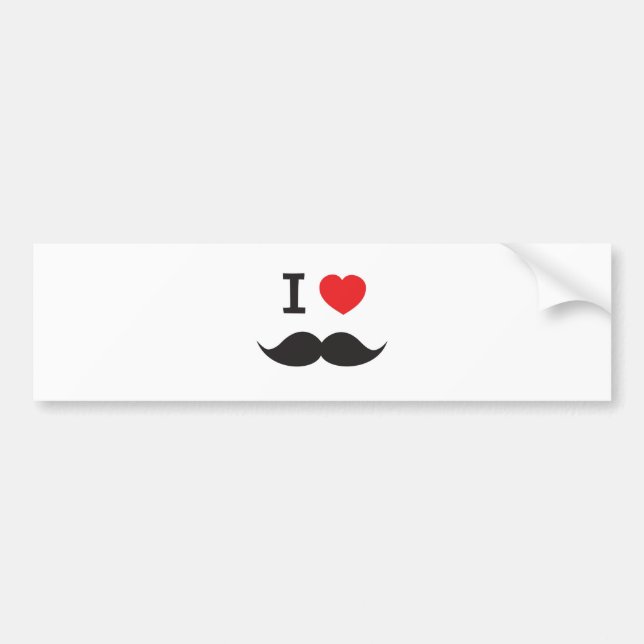I Heart Moustache Bumper Sticker (Front)