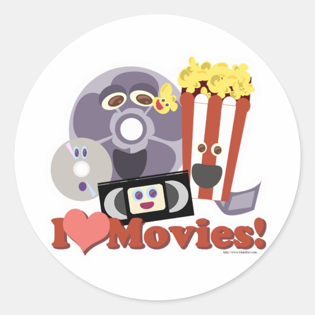 I Heart Movies! Classic Round Sticker (Front)