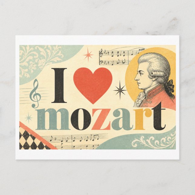 "I [Heart] Mozart" Postcard (Front)