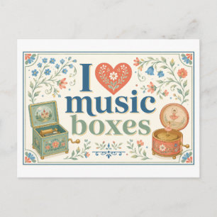 "I [Heart] Music Boxes" Postcard