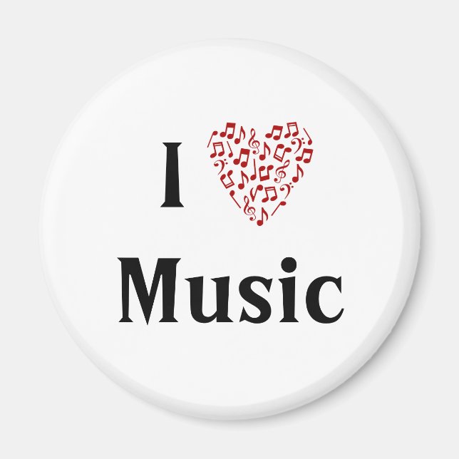 I Heart Music Red Love Music Notes Magnet (Front)
