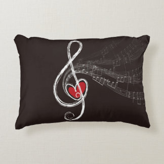 I HEART MUSIC Treble Clef Black Home Decor Decorative Cushion