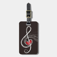 I HEART MUSIC Treble Clef Black Personalised