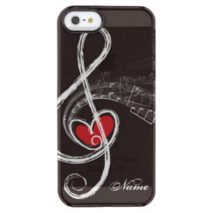 I HEART MUSIC Treble Clef Black Personalised Clear iPhone SE/5/5s Case