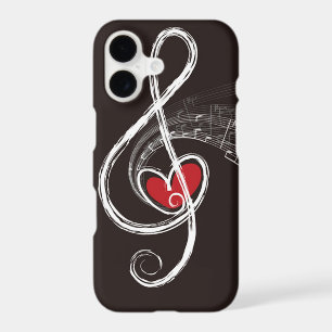 I HEART MUSIC Treble Clef Red Heart Black