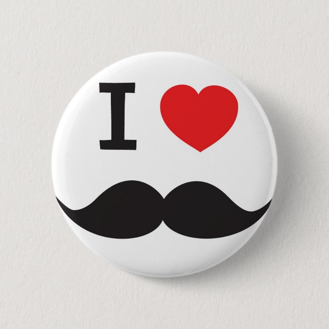 I Heart Mustache 6 Cm Round Badge (Front)