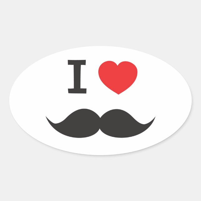I Heart Mustache Oval Sticker (Front)